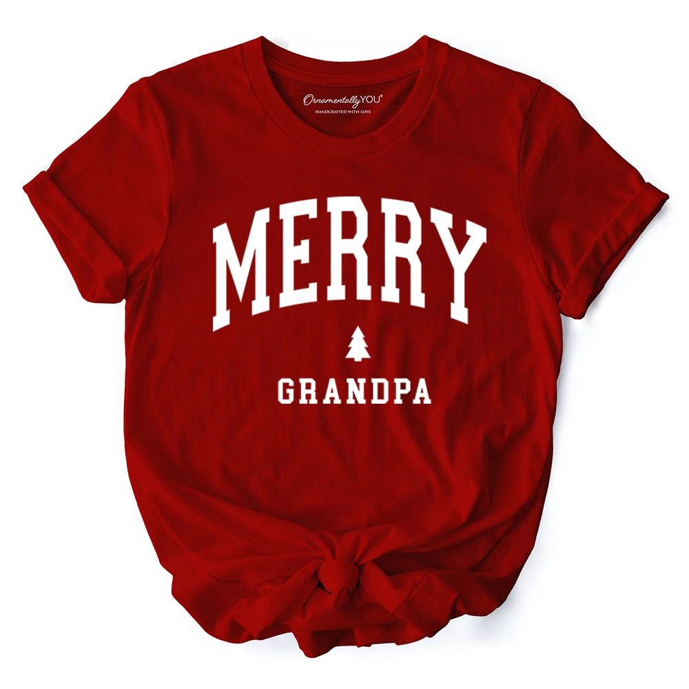 OrnamentallyYou Mens Merry Grandpa Retro Christmas T-Shirt