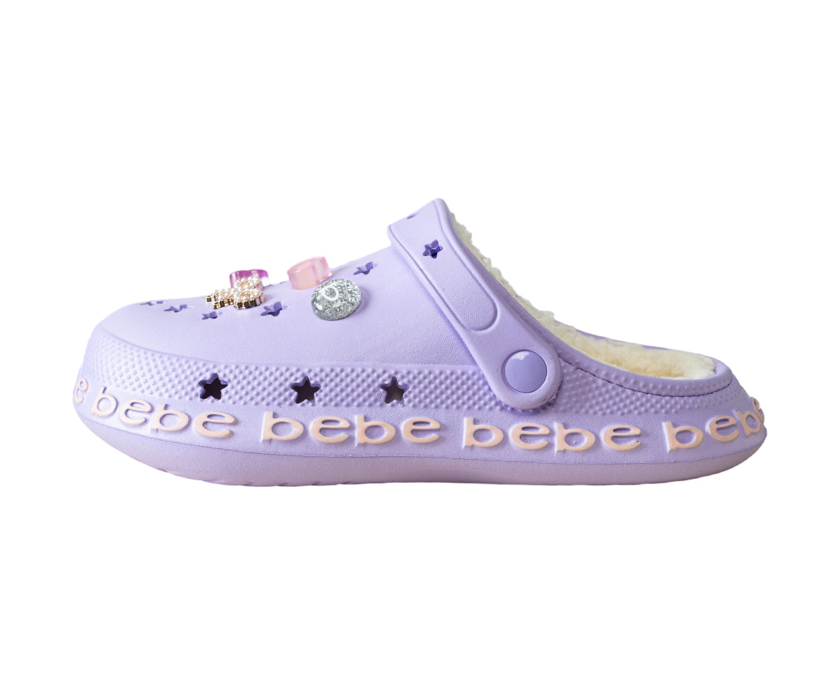 Bebe Girl's EVA Clog with Charms Sherpa Lining