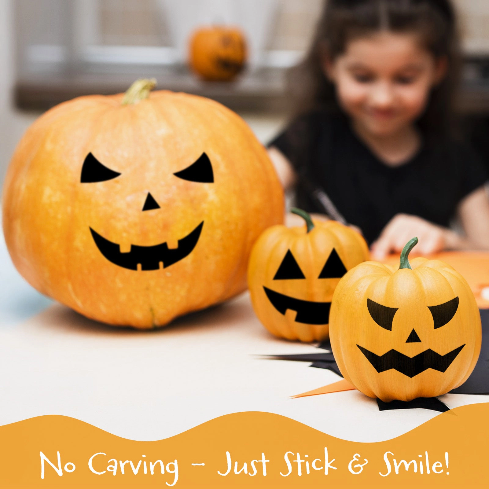 Wrapables Halloween Classic Pumpkin Face Stickers, DIY Halloween Pumpkin Decorating Stickers (18 Sheets)