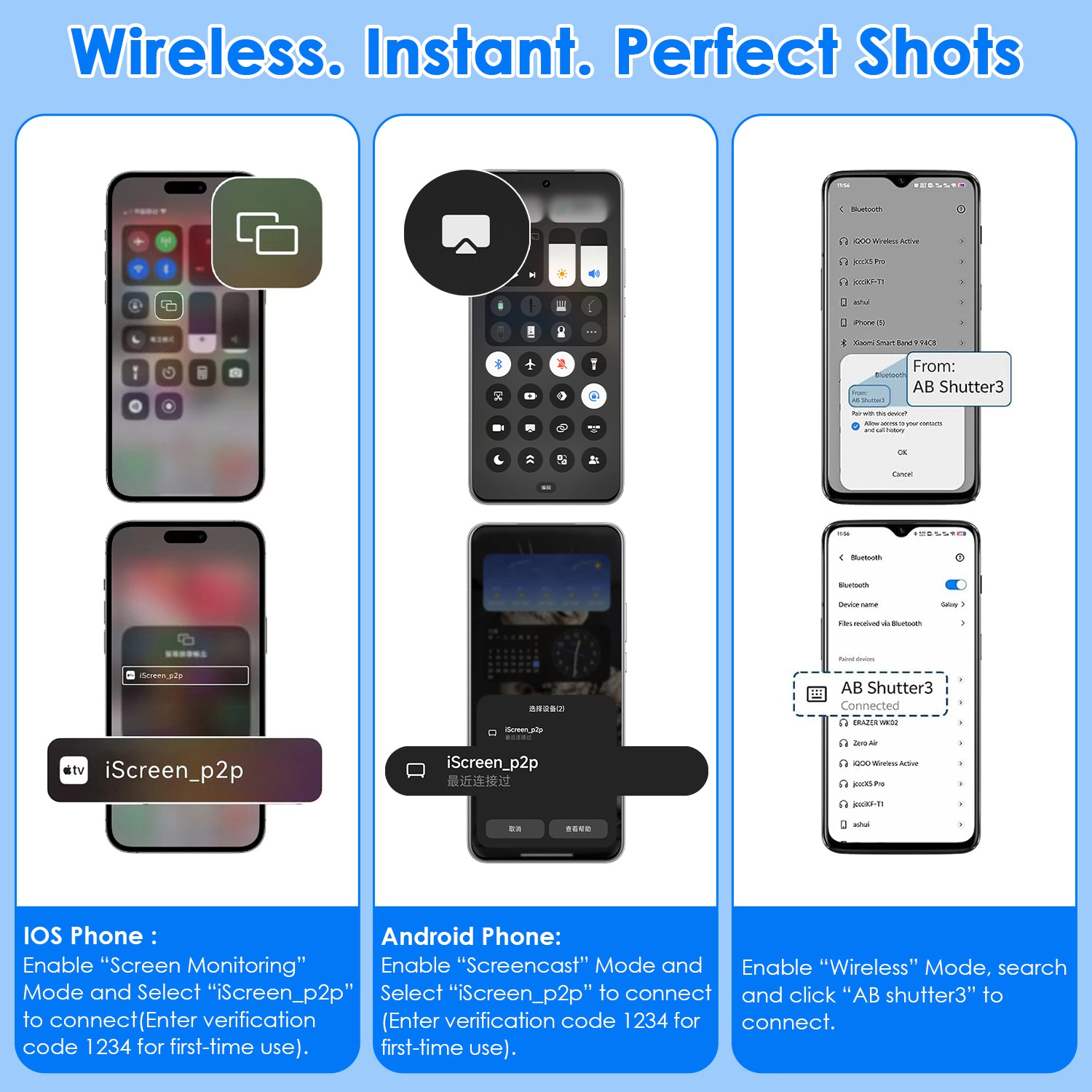 GBruno Wireless Vlog Selfie Monitor Screen With Remote