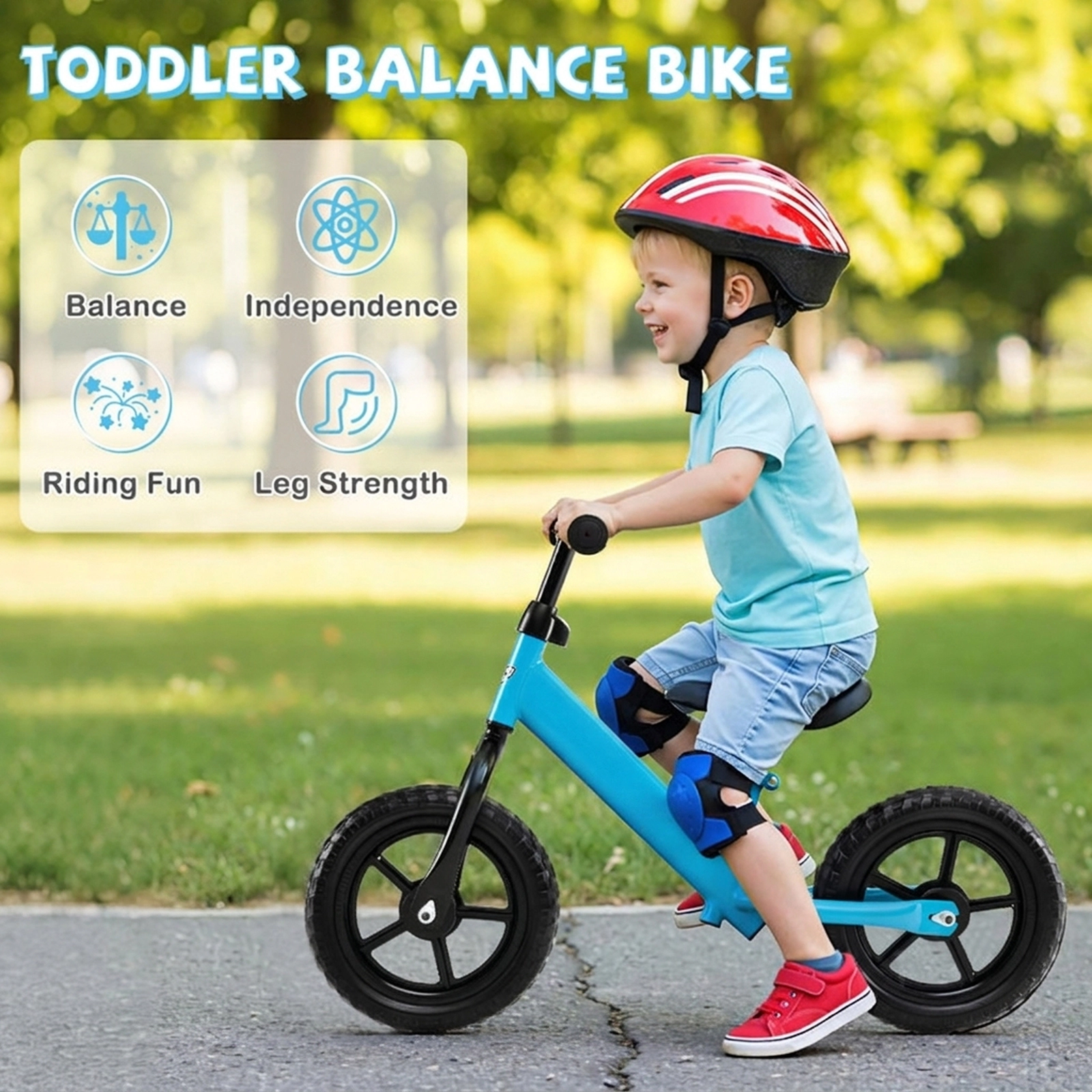 SUGIFT Lightweight Toddler Balance Bike No Pedal Training Bicycle 55-lb Capacity Ages 2-5 Blue