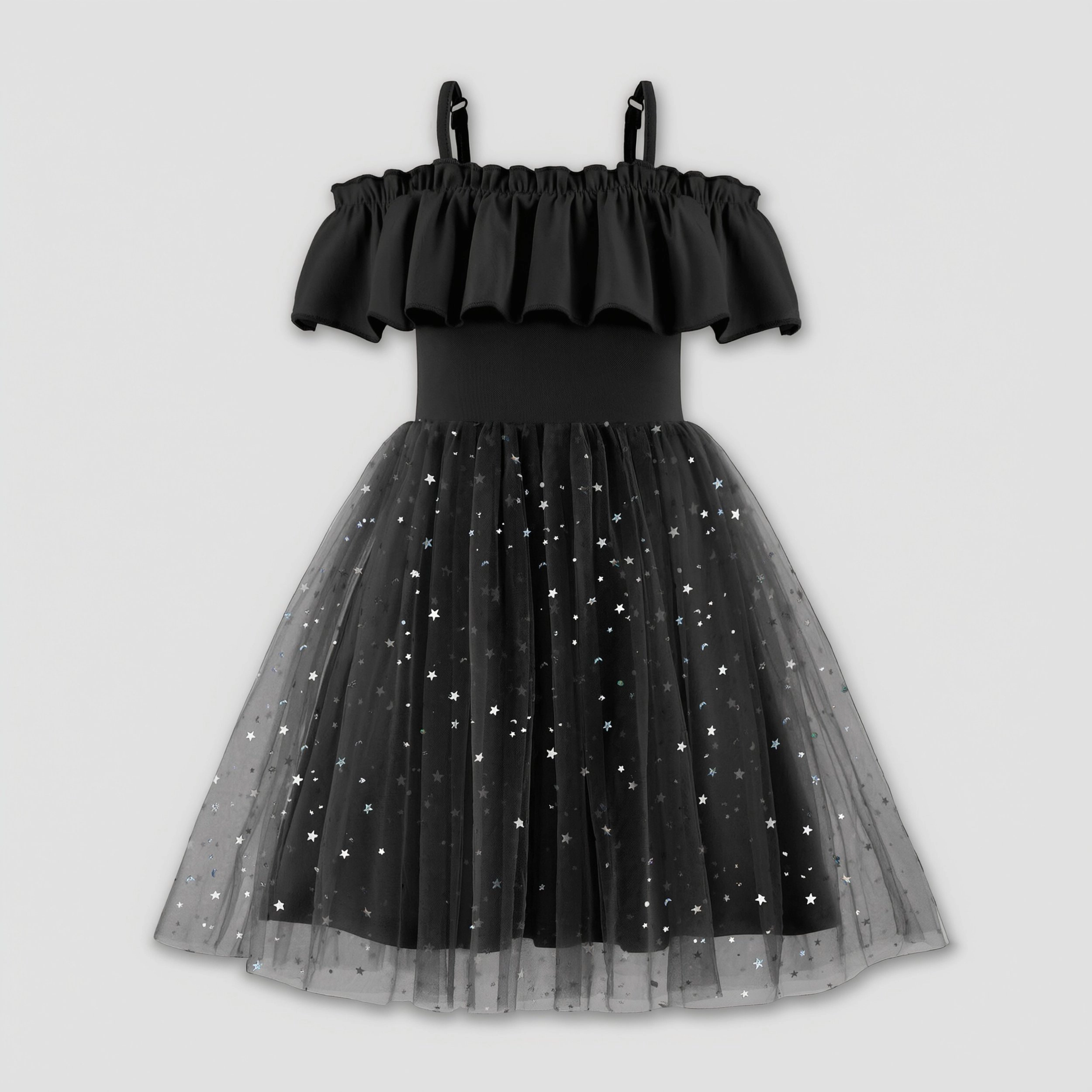 Arshiner Toddler Girl Tulle Dress Glitter Dresses Cold Shoulder Flutter Formal Birthday