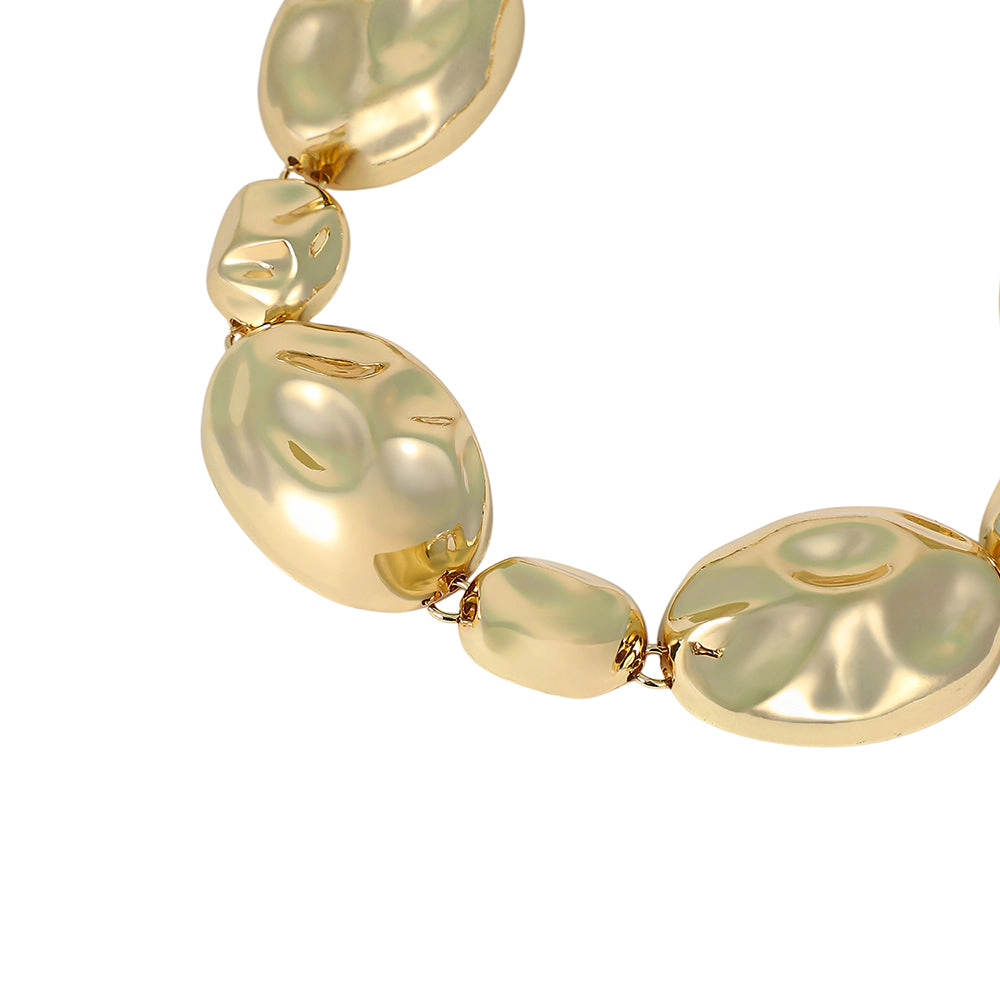SOHI Women's The Chunky Dented-Pierre Collar Necklace - California Gold