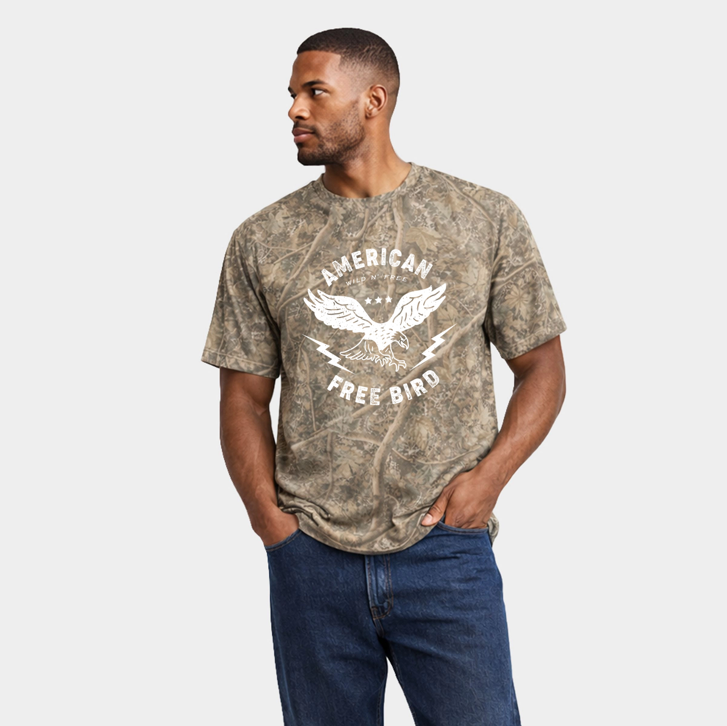 Simply Sage Market - Men's Heavyweight Camo Tee American Free Bird