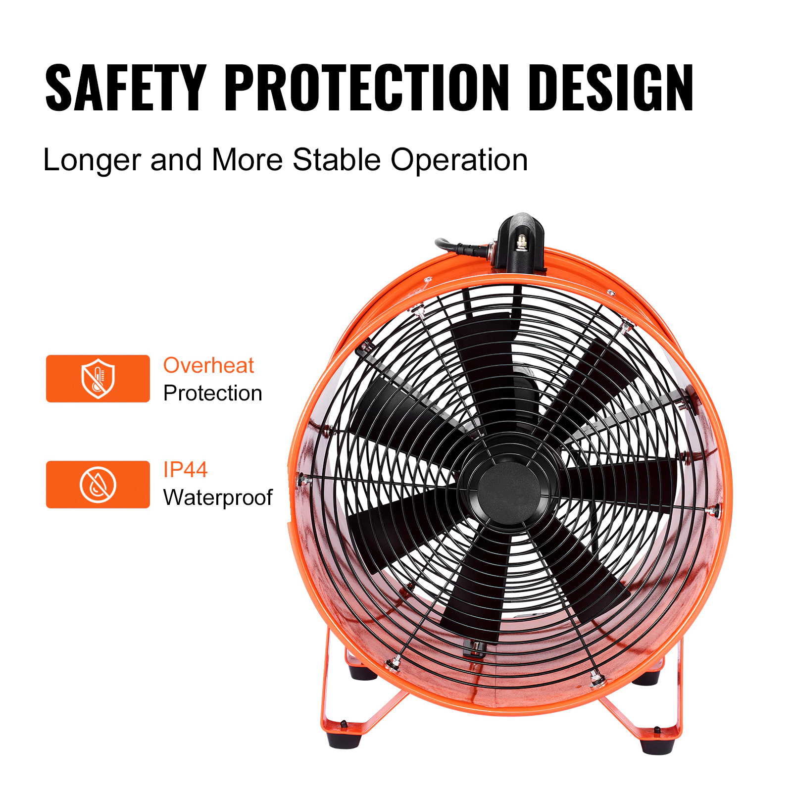 HONGGE Portable Ventilator Heavy Duty Cylinder Fan with Duct Hose Strong Shop Exhaust Blower Industrial Utility Blower