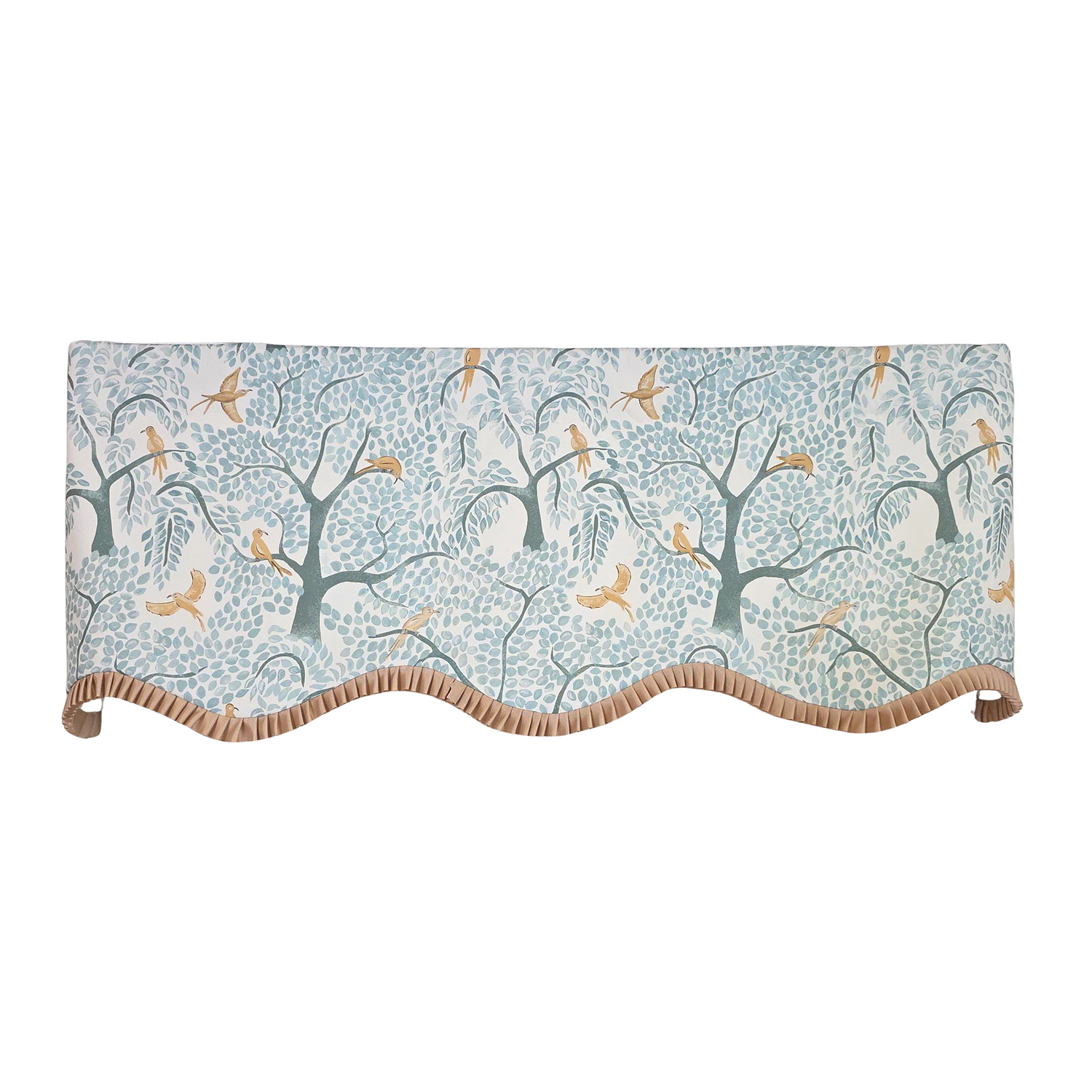 RLF Home Tree Bird Ruffled Provance Window Valance 100% Cotton Lined Rod Pocket 50" x 17