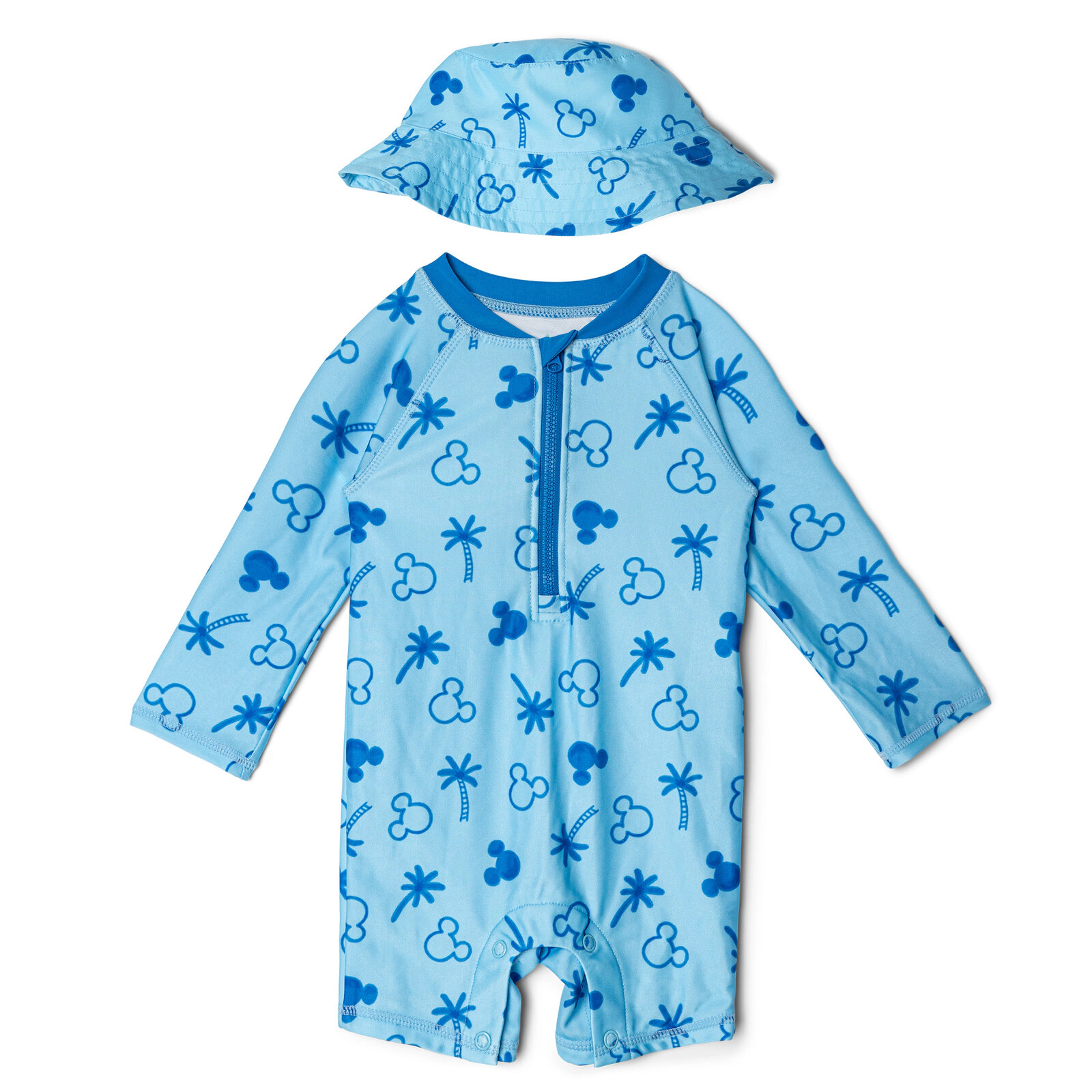 Disney Mickey Mouse Baby Boys' Swimwear One Piece Sunsuit and Hat Set