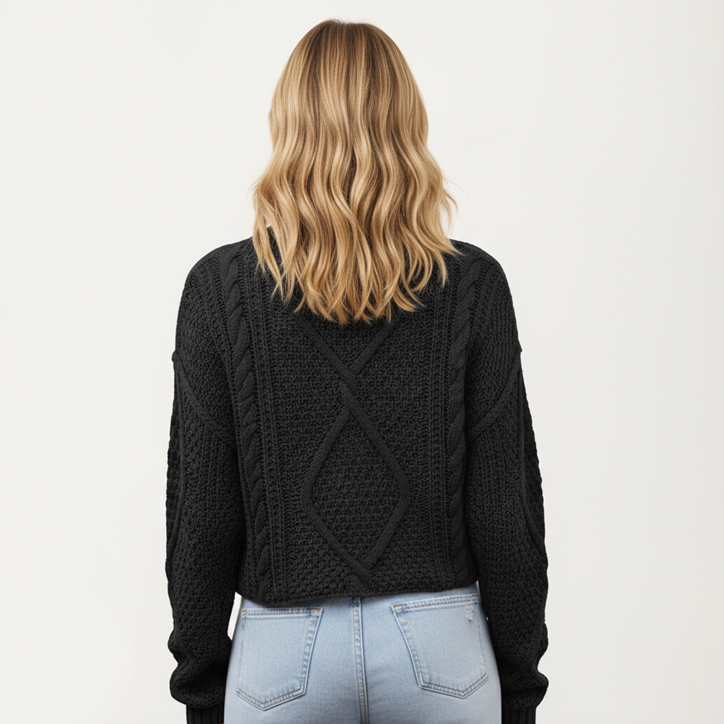 Anna-Kaci Women's Long Sleeve Cable Knit Pullover Sweater with Textured Pattern