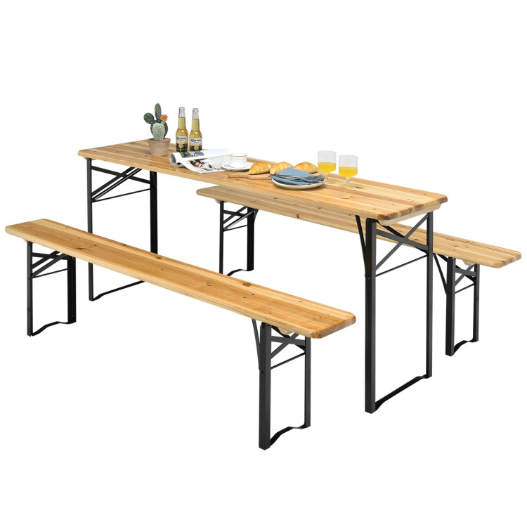 Hivvago 3 Pieces Folding Wooden Picnic Table Bench Set