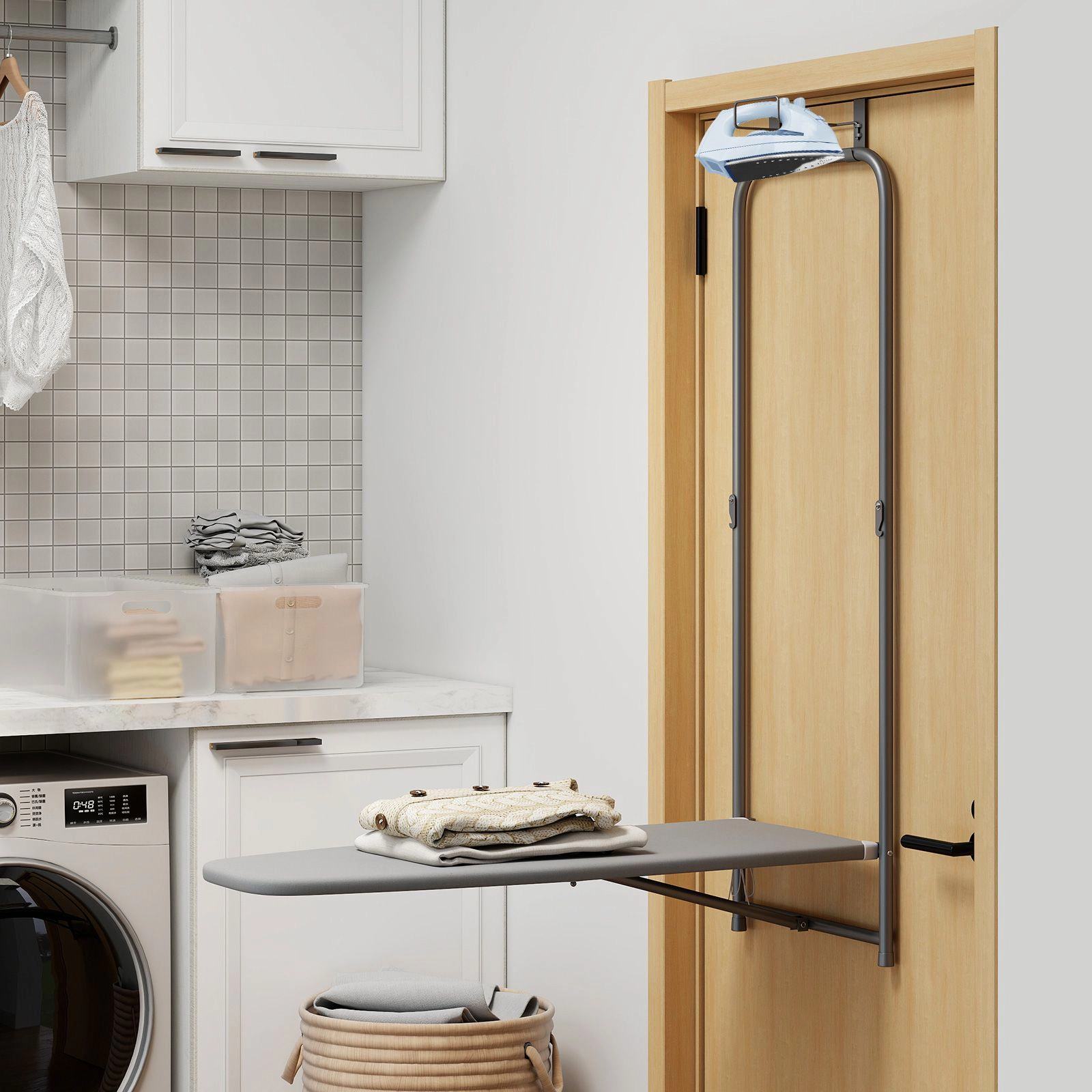 Slickblue Space Saving Foldable Hanging Ironing Board for Home