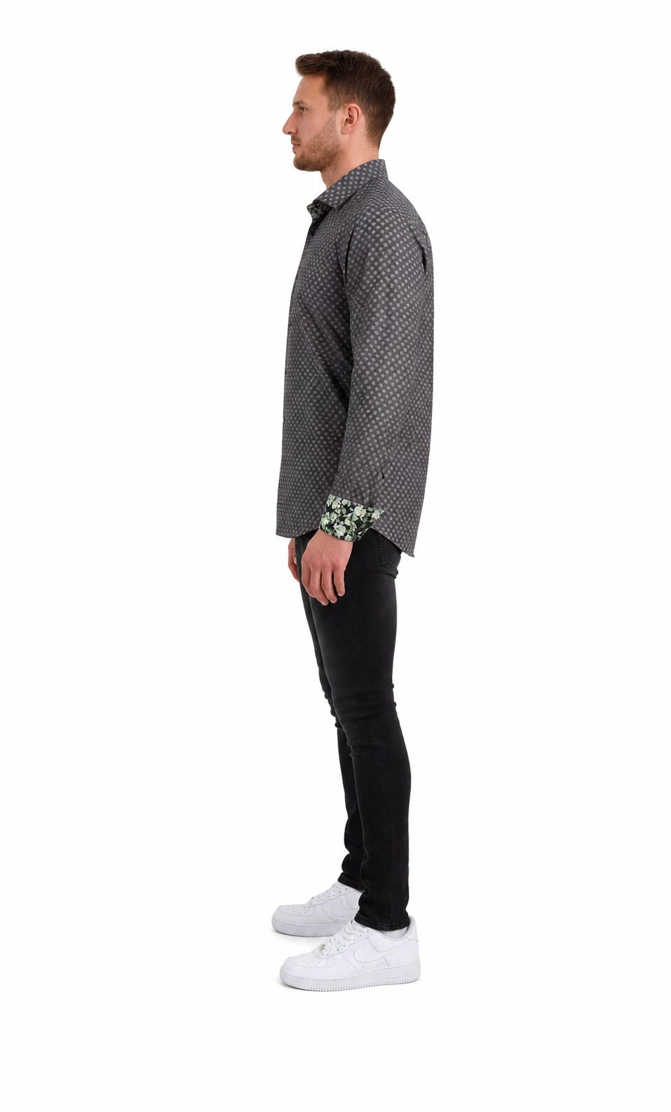 Elie Balleh Slim Fit Mens Jacquard Dot Button-Down Shirt