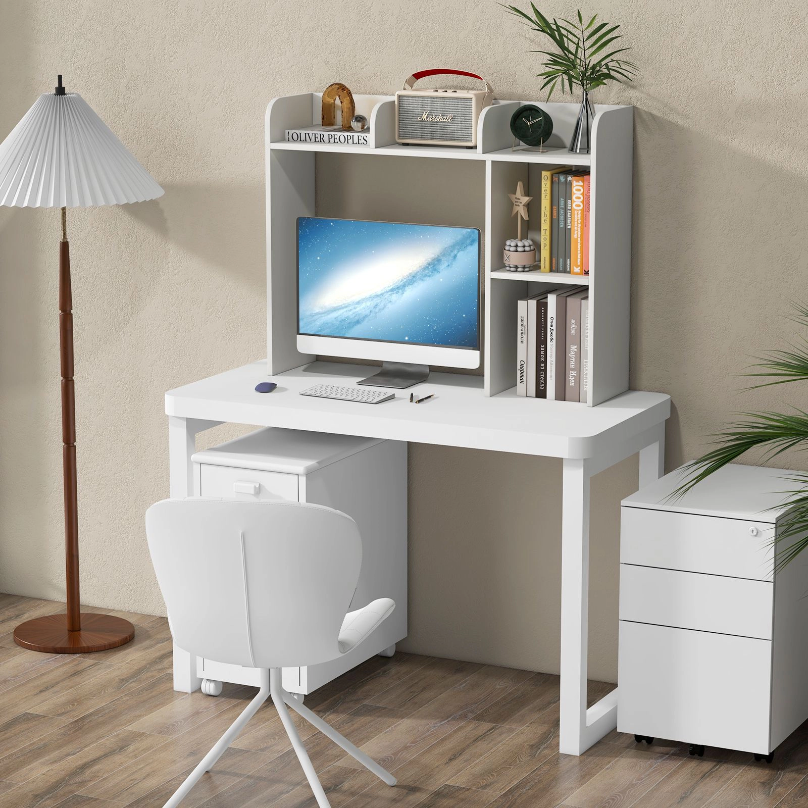 SlickBlue Desk Bookshelf With 3 Storage Shelves And Compartments