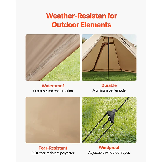 HONGGE Hot Tent for Portable Winter Tipi Tent with Stove Jack Waterproof Camping Tents Lightweight 4 Season Shelter