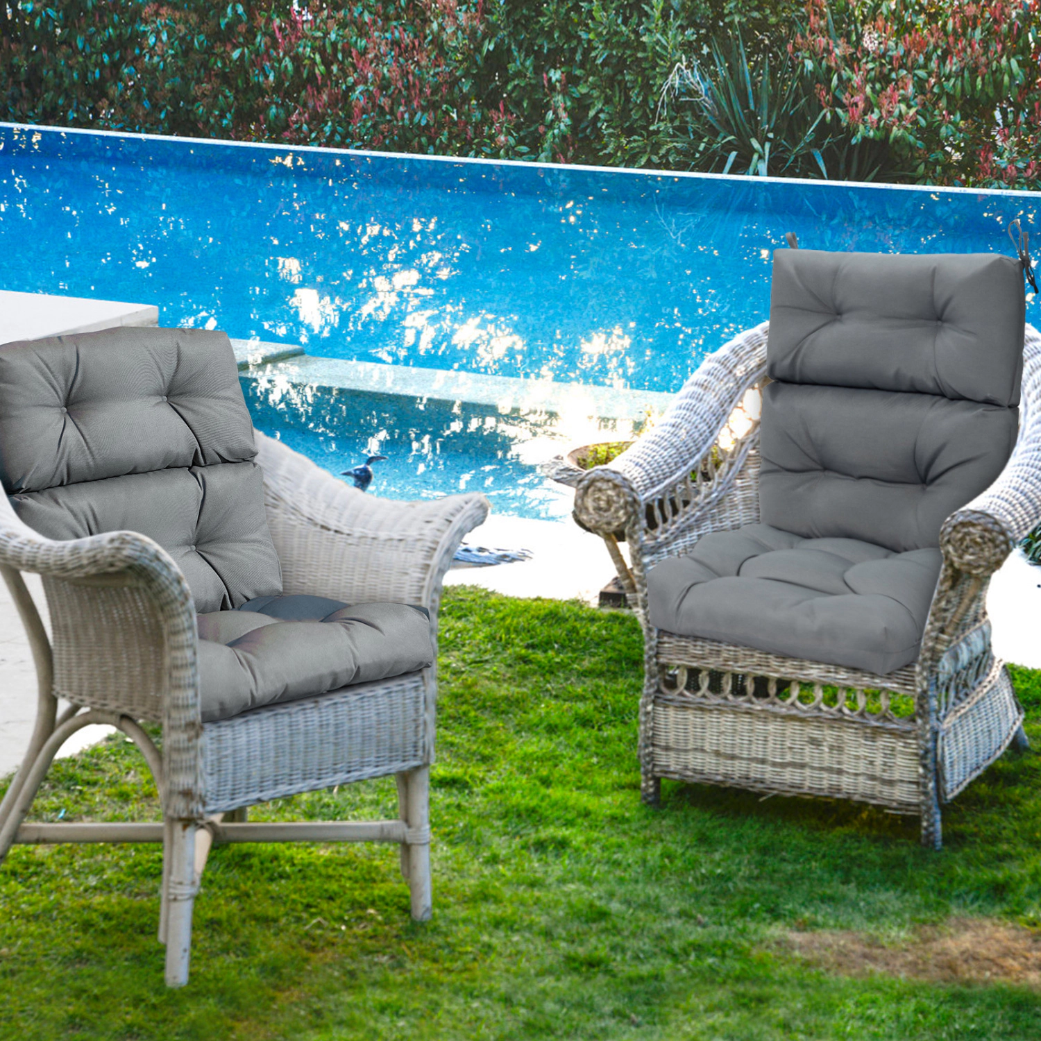 LJG Set of 2 High Back Chair Cushion with Adjustable Height