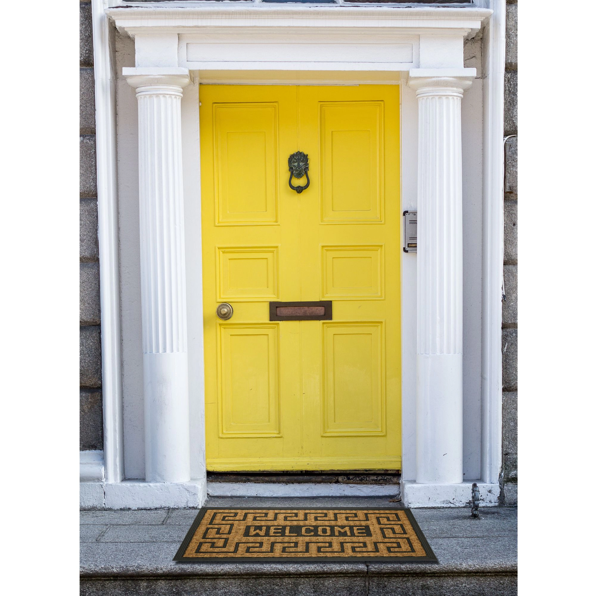 Kate Aurora Yorkville Welcome Ironwork Designed Coir Bristled Outdoor All Season Welcome Mat With Rubber Trim - 18"x30"