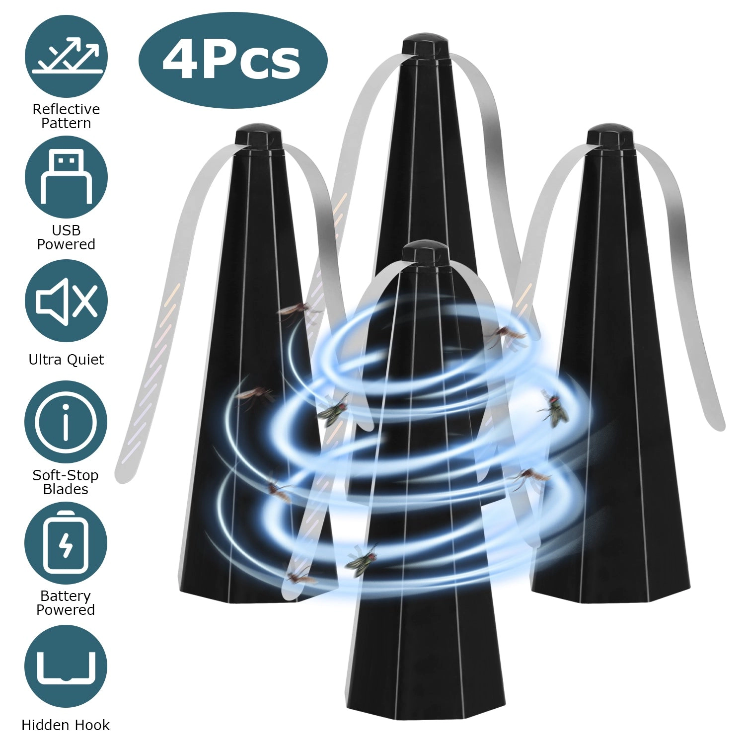 GBruno 4-Piece Holographic Fly Repellent Table Fans