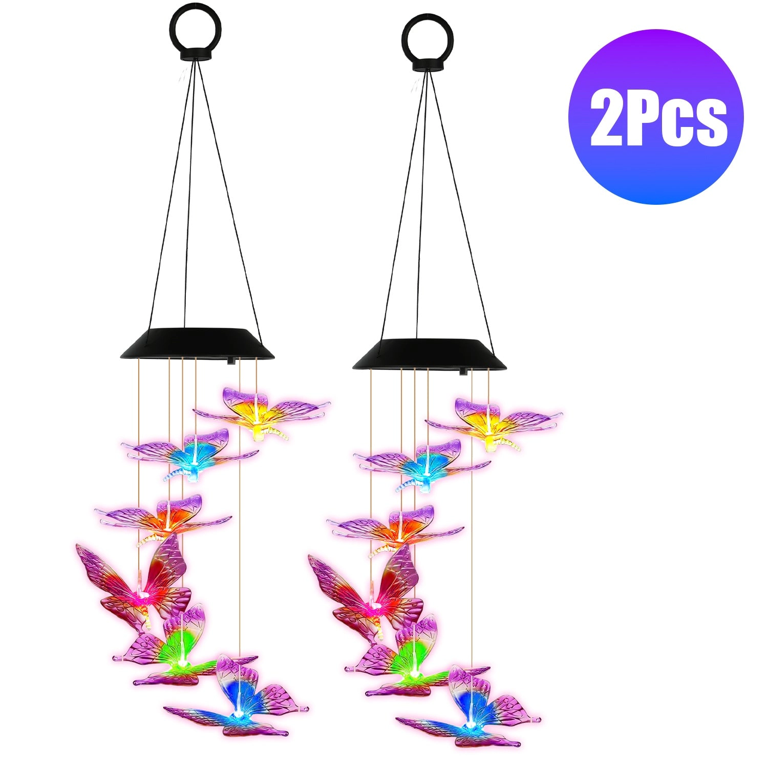 GBruno Solar Butterfly Wind Chimes 7-Color Changing