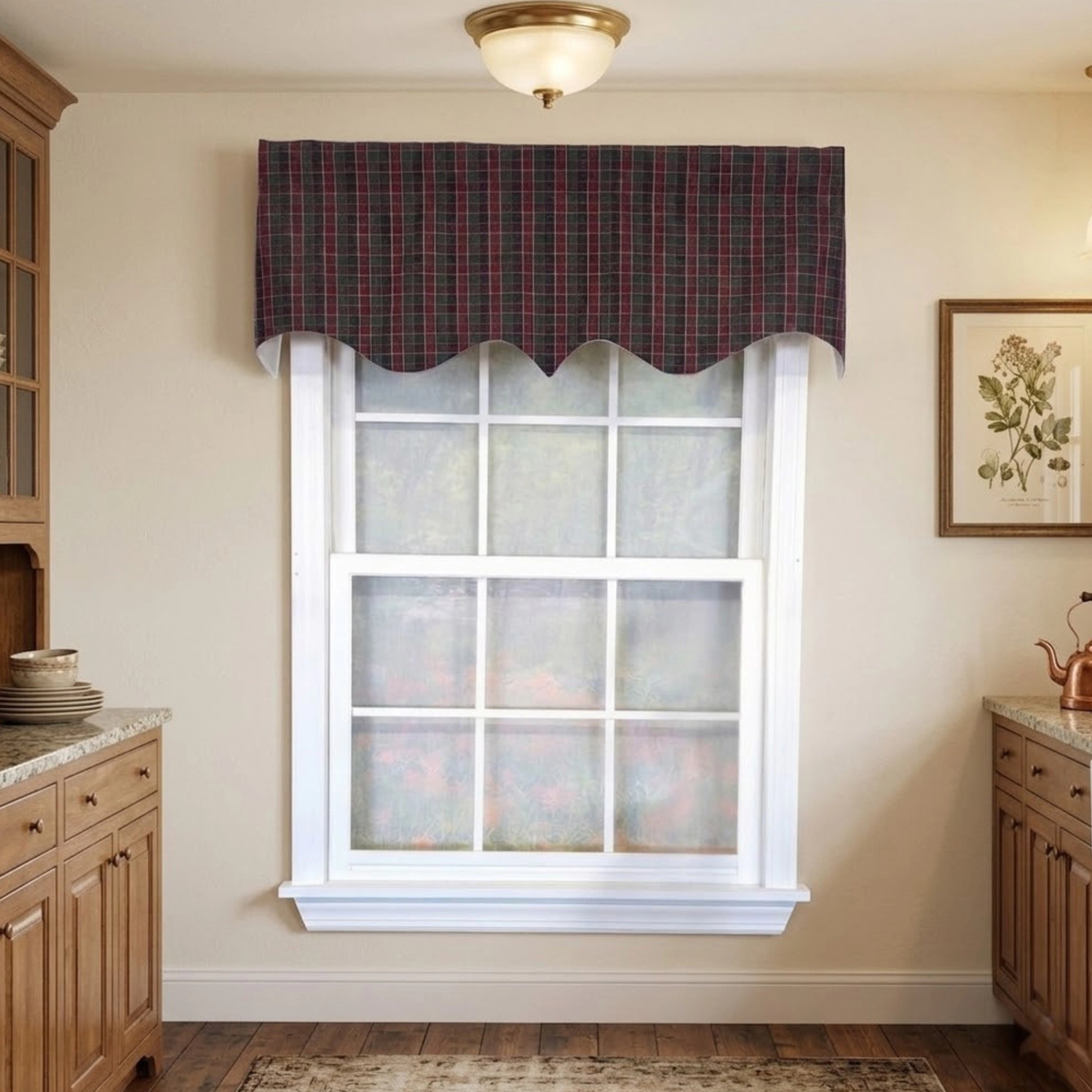 RLF Home Tiffany Check Regal Window Valance 100% Cotton Lined Rod Pocket 50" x 17" Multi