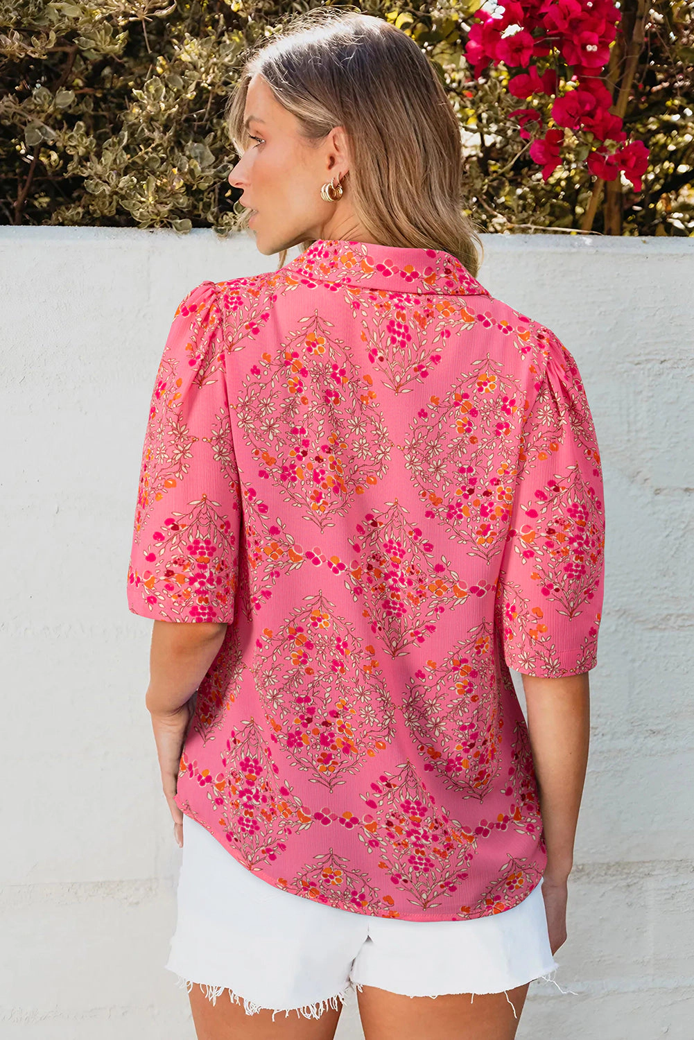 Threaded Pear Women's Josephine Floral Wide Short Sleeve Loose Top