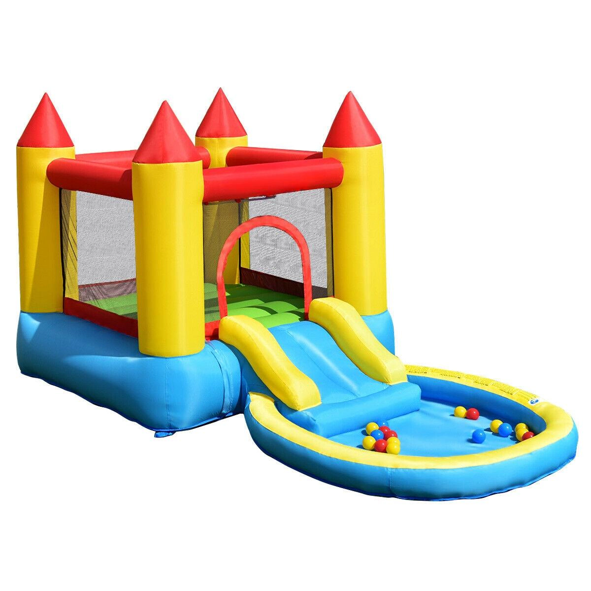 SUGIFT Kids Inflatable Bounce House Castle with Ball Pool Slide and Carrying Bag