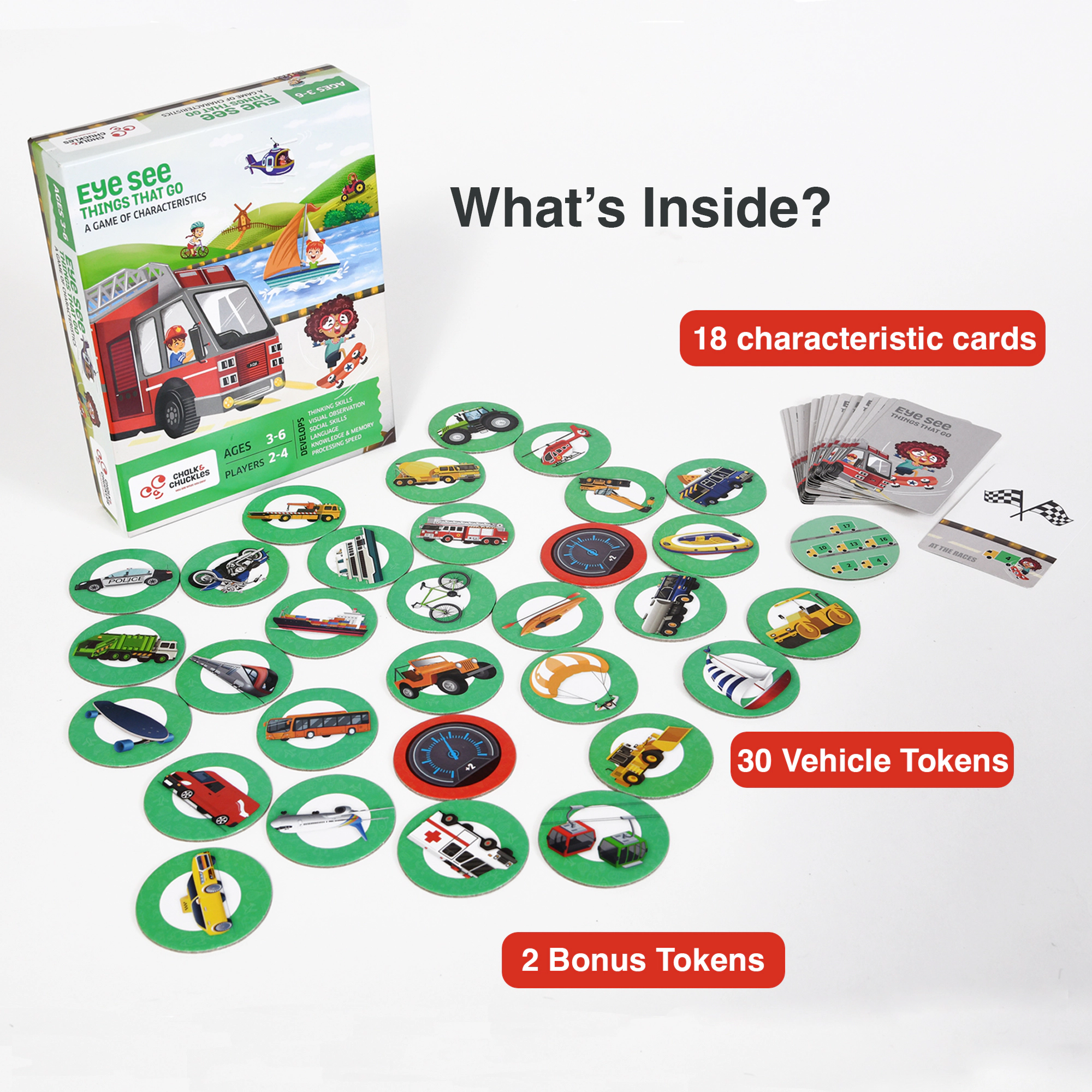 Chalk & Chuckles Eye See - Vehicles Card Game - 2-4 Players