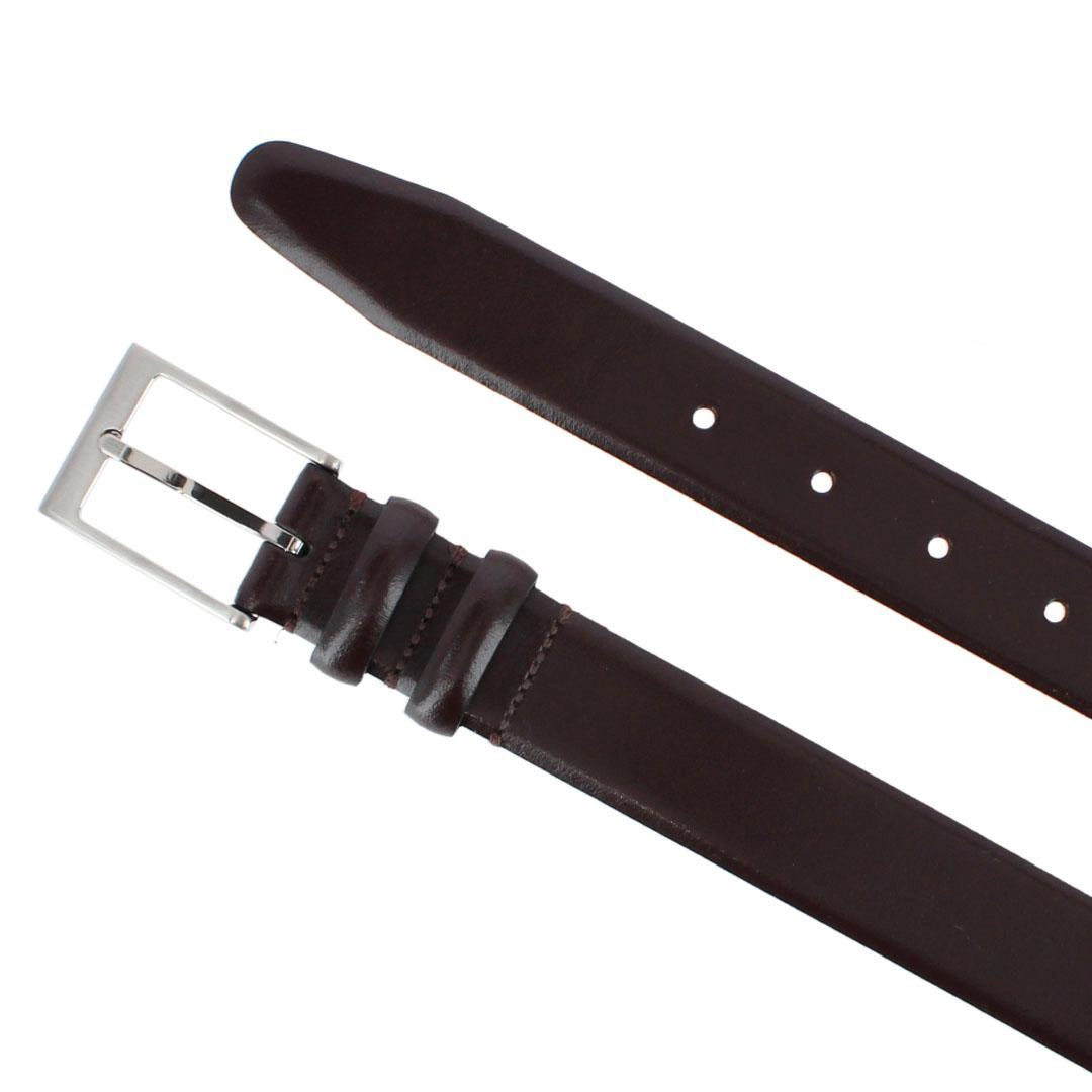 BOCONI Men's Smooth Italian Leather Double Loop Belt