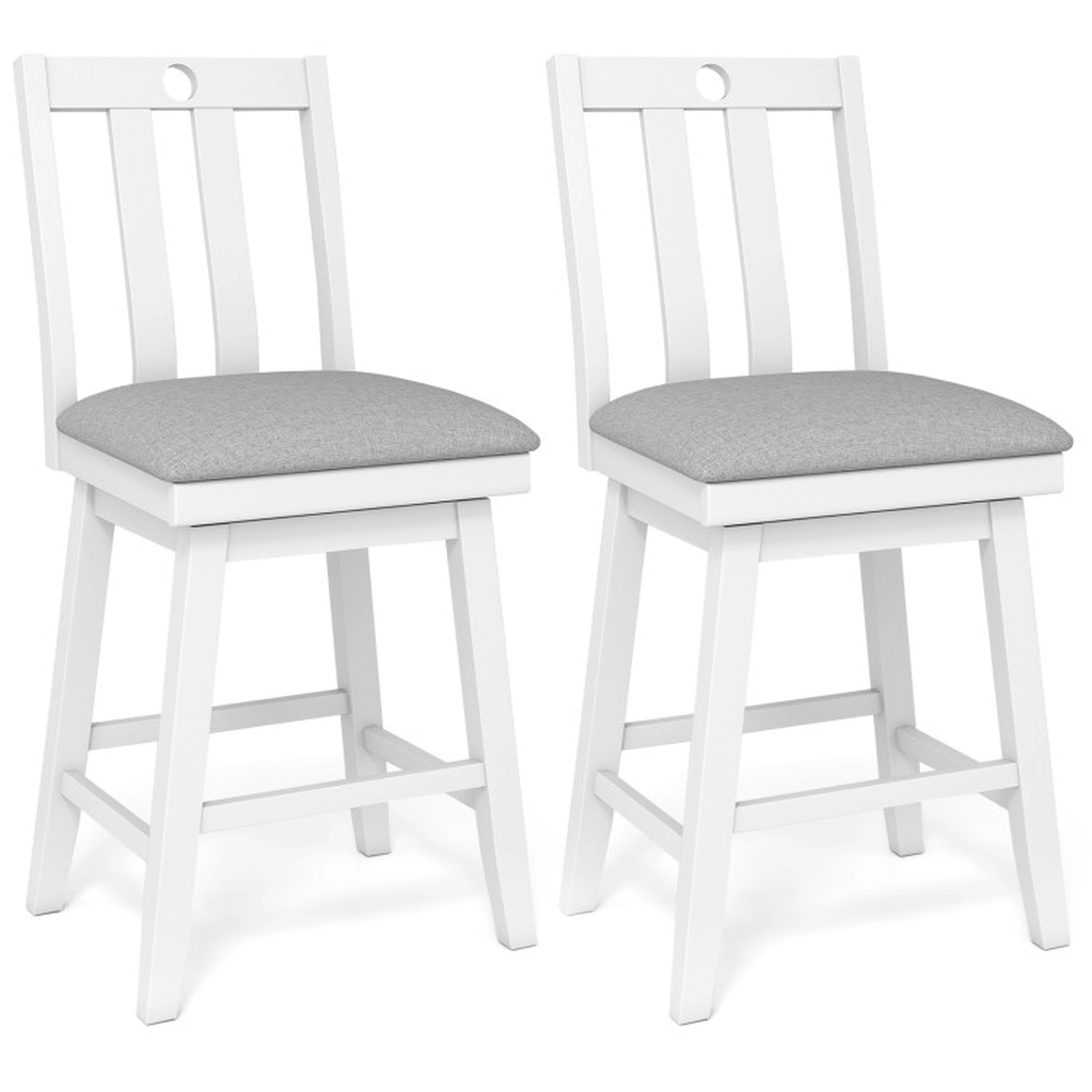SUGIFT Modern Counter-Height Swivel Bar Stools with Upholstered Seat 400-lb Capacity 25-in Seat Height Gray+White