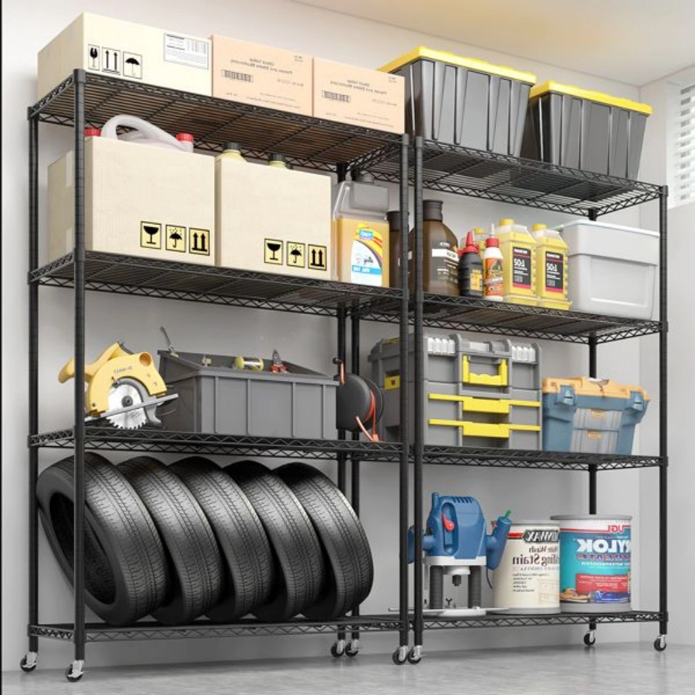 Flynama Heavy Duty Wire Shelving with Wheels 800LBS NSF Adjustable Steel Rack for Garage Pantry and Commercial