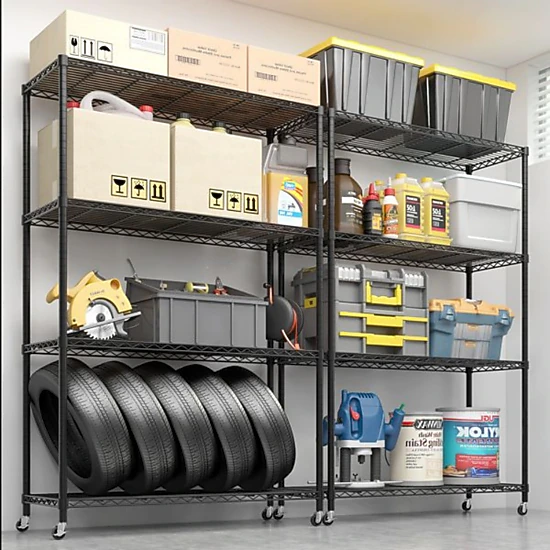 Flynama Heavy Duty Wire Shelving with Wheels 800LBS NSF Adjustable Steel Rack for Garage Pantry and Commercial