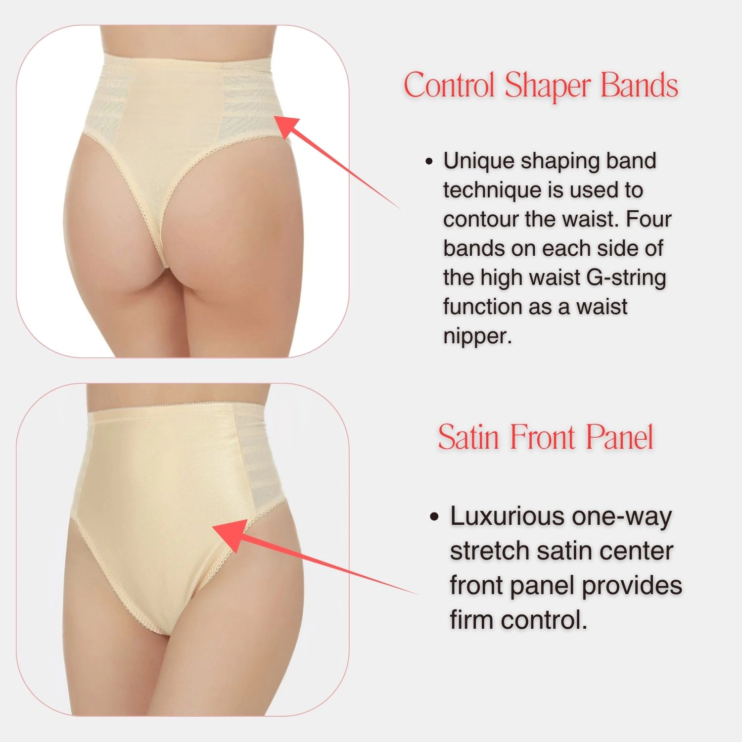 Rago Women's High Waist Firm Shaping Thong | Satin Tummy Panel Style 900