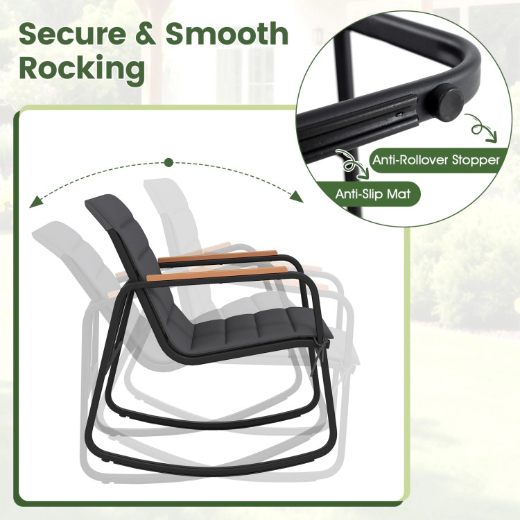 Hivvago 3 Piece Outdoor Rocking Bistro Set Porch Rocker Chairs
