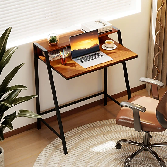 SlickBlue 2 Tier Computer Desk with Monitor Stand and Storage