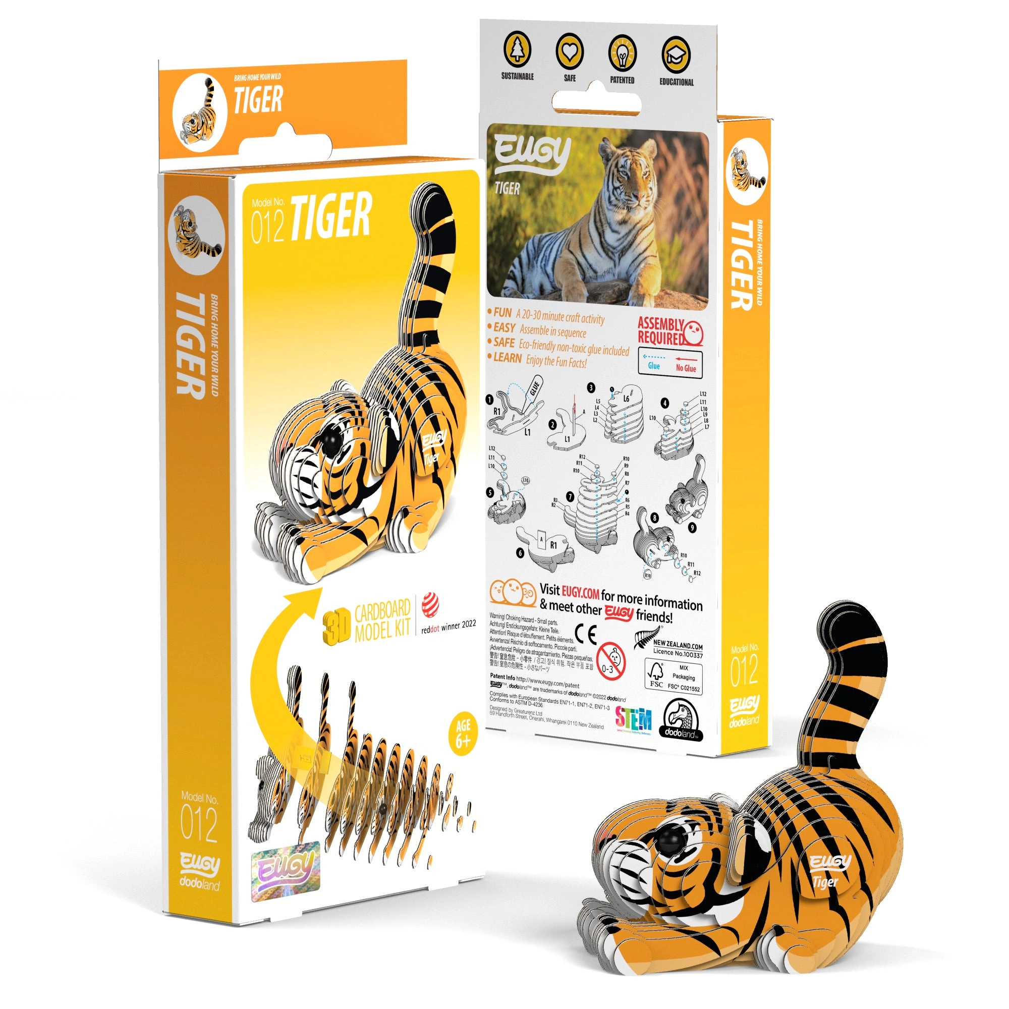 EUGY Tiger 3D Puzzle - contains 34 puzzle pieces