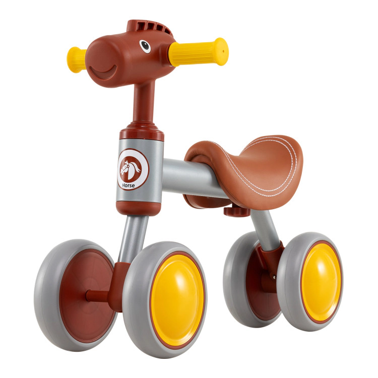 Hivvago Baby Balance Bike No Pedal 4-Wheel Bicycle-Brown
