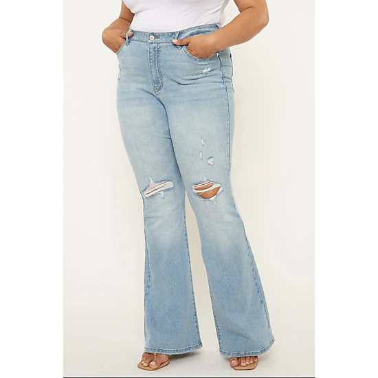 Kancan Women's Plus Size High Rise Flare Jeans Lori