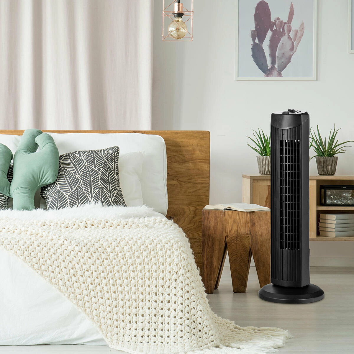 SlickBlue Portable Floor Tower Fan with 3-Speed Airflow for Home and Office