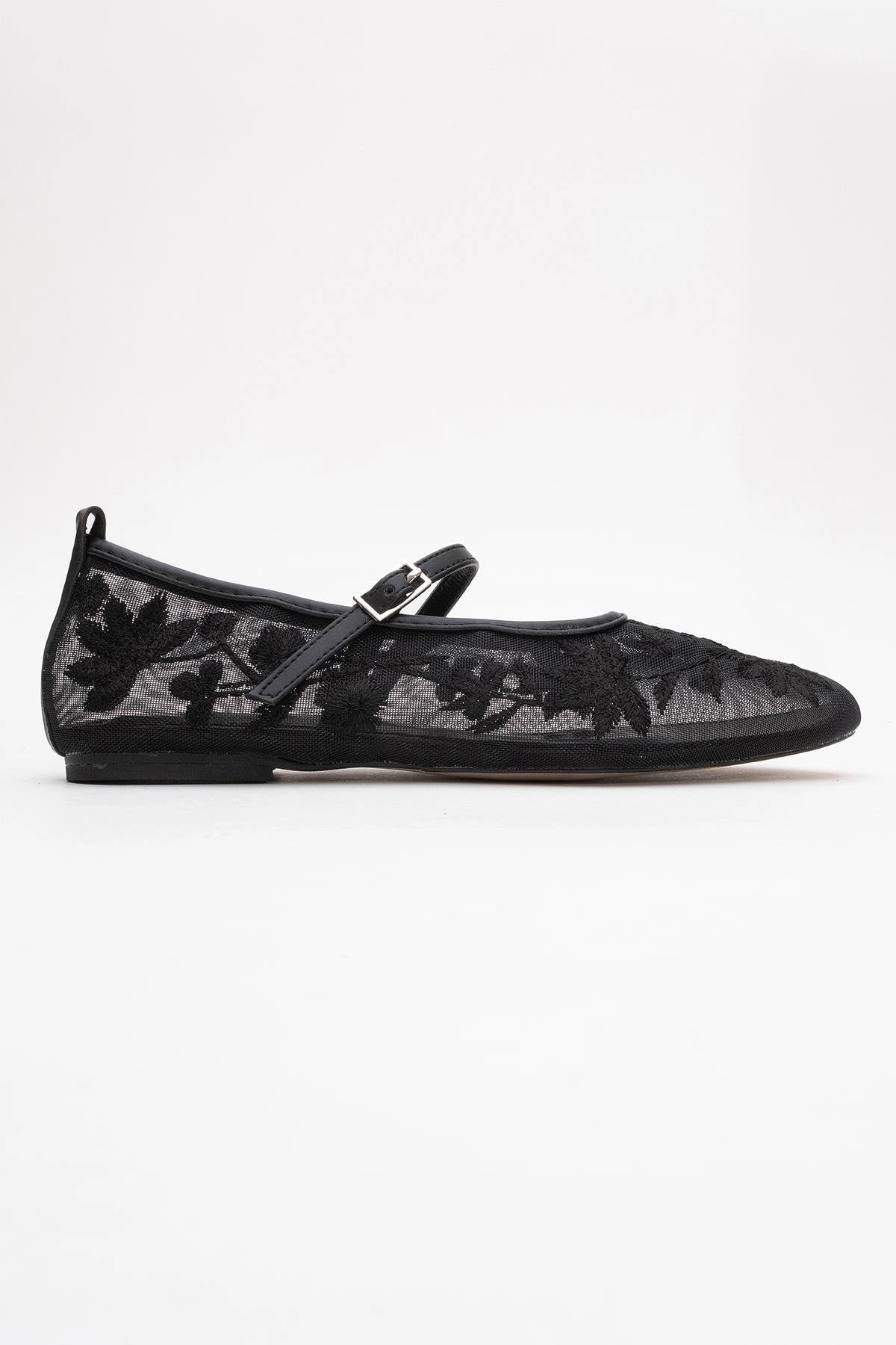 Prologue Shoes Womens Juny Mesh Floral Embroidery Ballet Flat