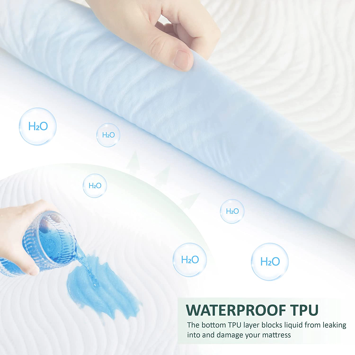 MarCielo Mattress Protector, 100% Waterproof Knit Soft Breathable Fitted Mattress Cover