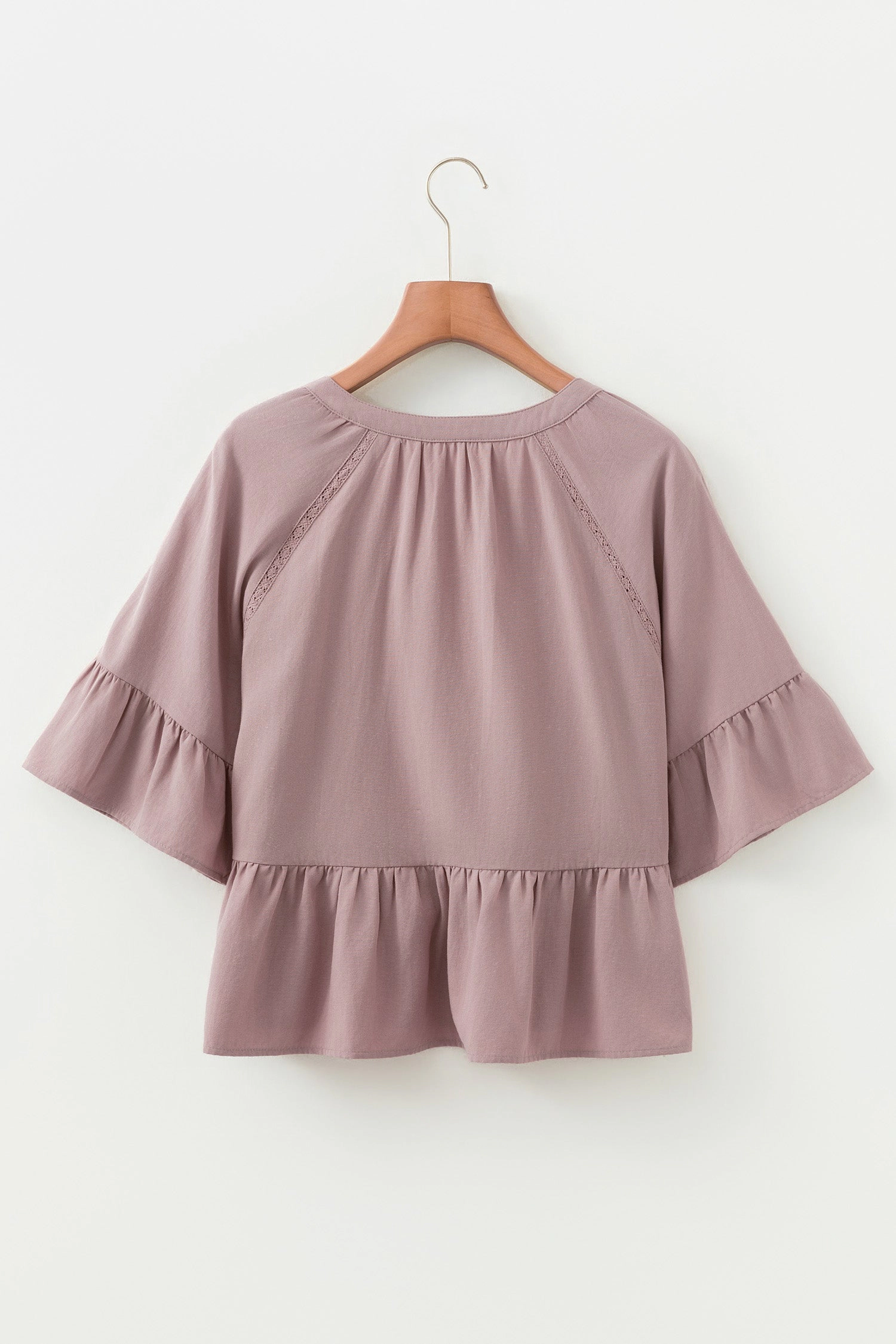 Threaded Pear Women's Ainsley Slit Ruffled Loose Blouse