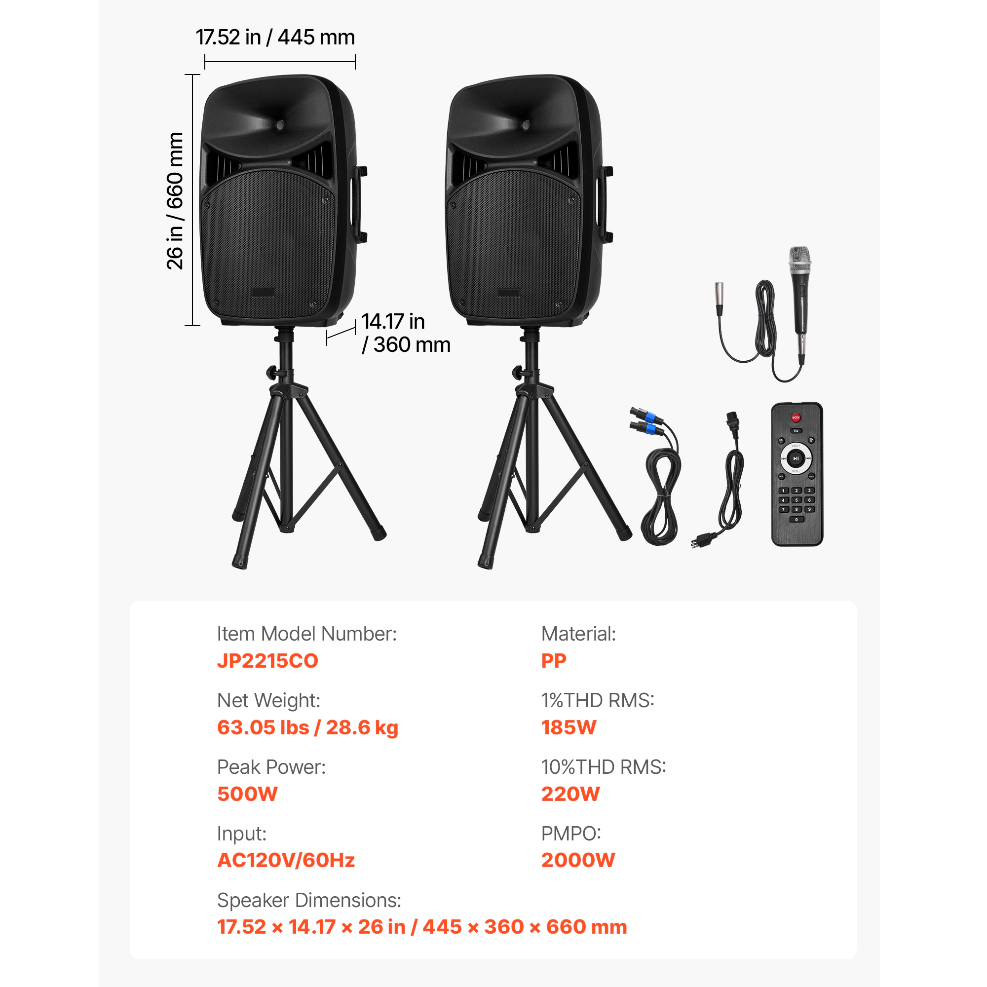 HONGGE Portable PA System, Powered, Sound System Set with Channel Mixer, Dual Speakers, Wireless Bluetooth, Microphone