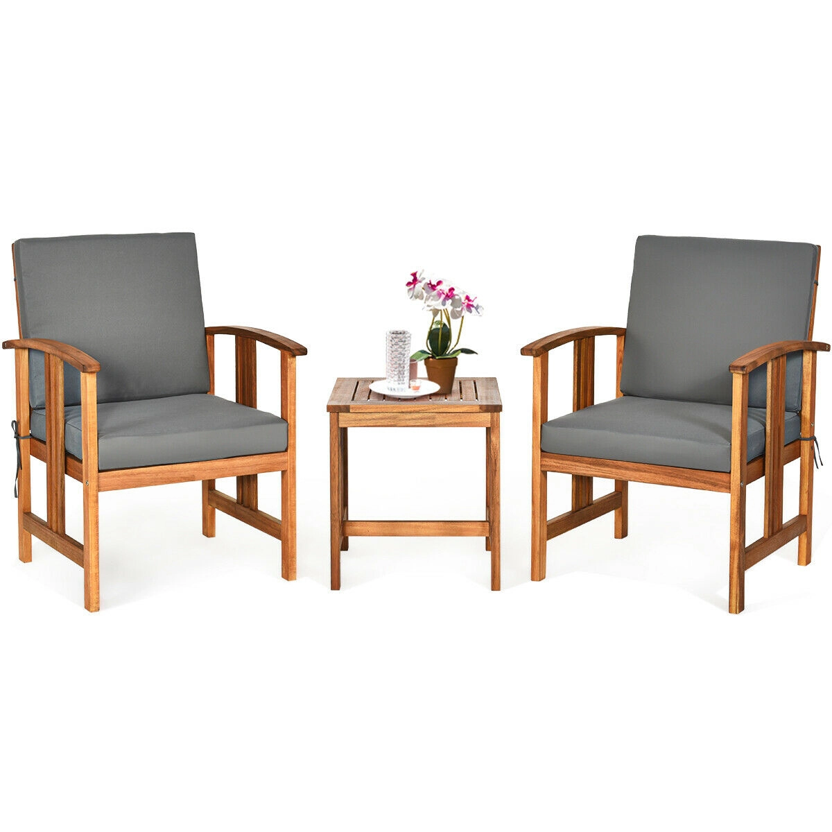 LJG 3PC Solid Wood Outdoor Patio Sofa Furniture Set
