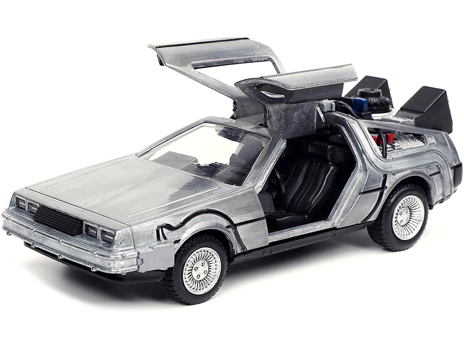 Jada DeLorean DMC (Time Machine) Brushed Metal "Back to the Future Part I" (1985) Movie "Hollywood Rides"