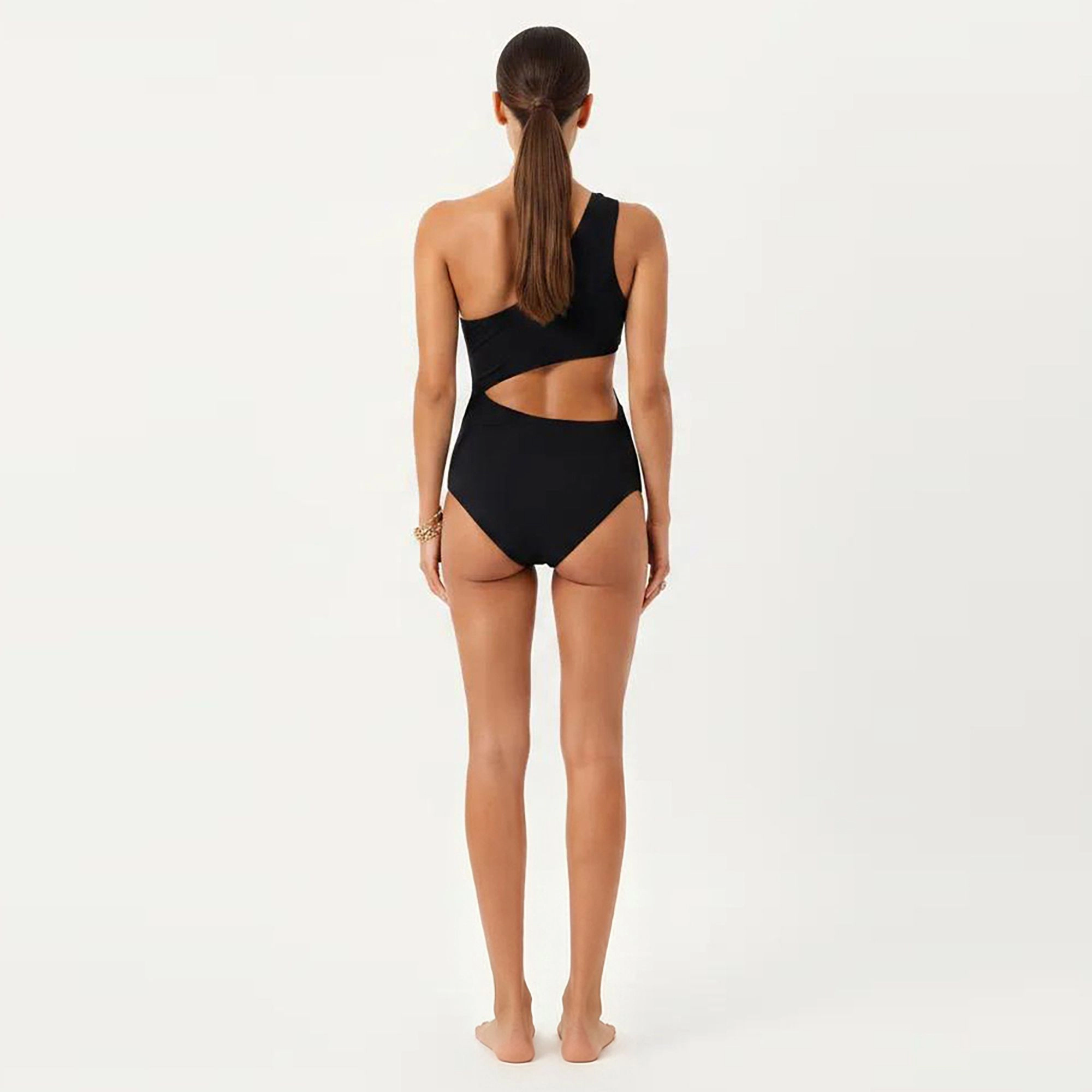 Anna-Kaci Women’s Maternity One-Shoulder Swimsuit - Cutout Detail, High-Waist Support