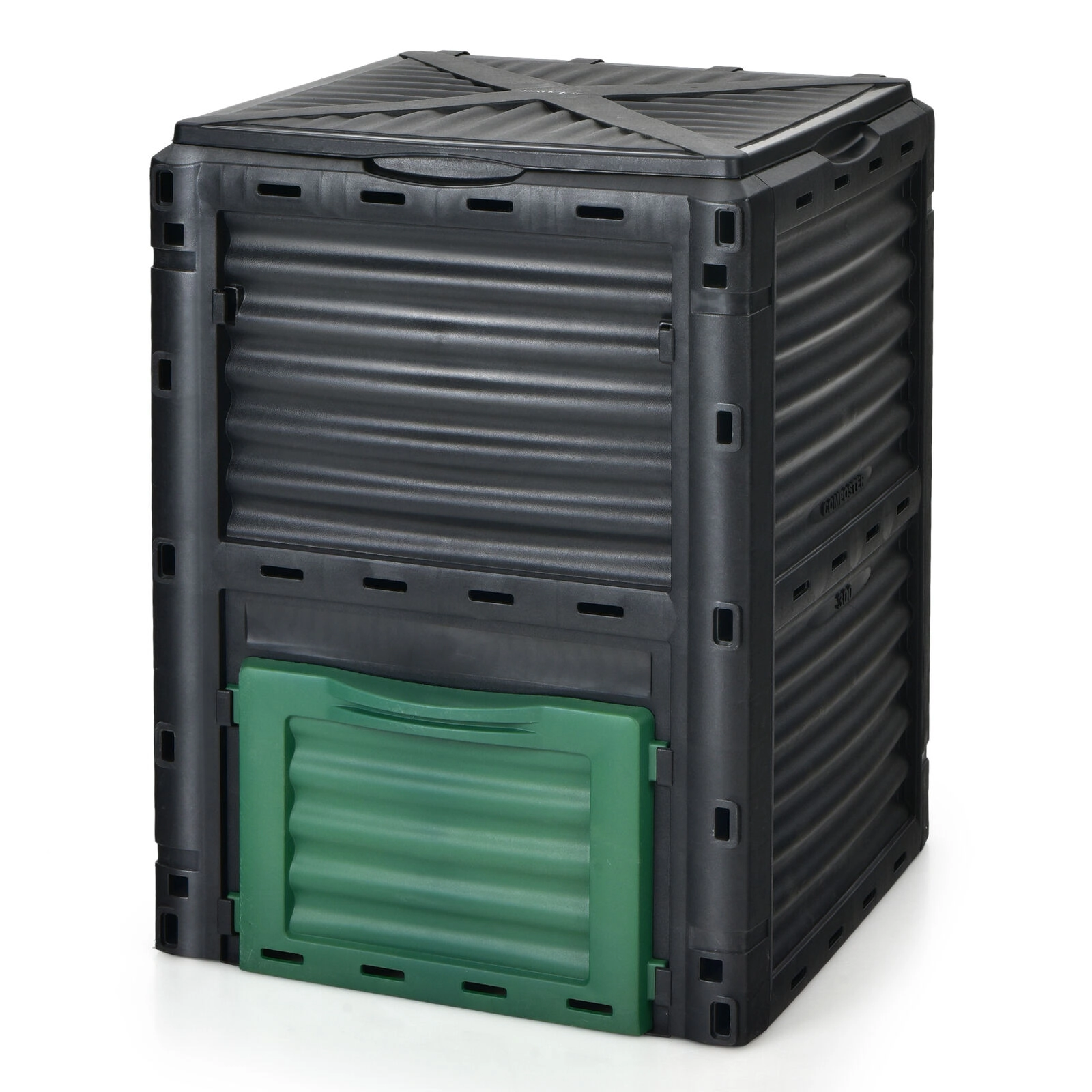 SUGIFT 80-Gal Openable Lid Bottom Exit Door Air-Vented Outdoor Composter Bin 23.5-in x 23-in x 32-in Green