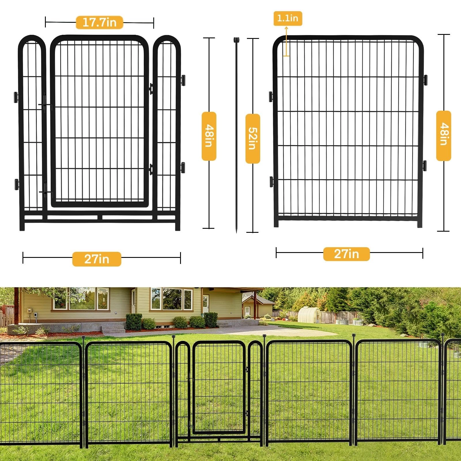 32x40 Inch 8-Panel Heavy-Duty Metal Dog Playpen, Portable Pet Exercise Fence for Outdoor RV