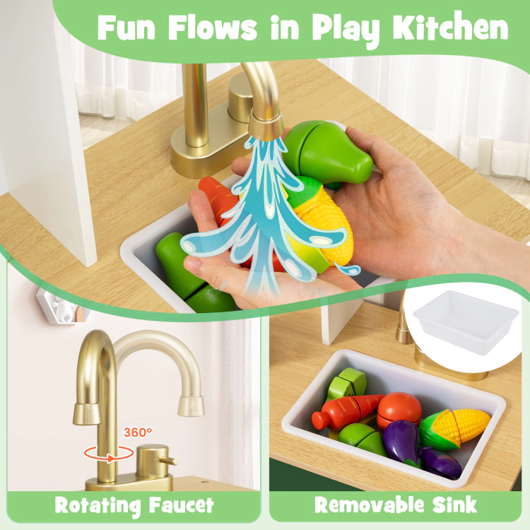 Hivvago Kids Play Kitchen with Microwave and Rotation Knobs for Girls Boys Aged 3-6