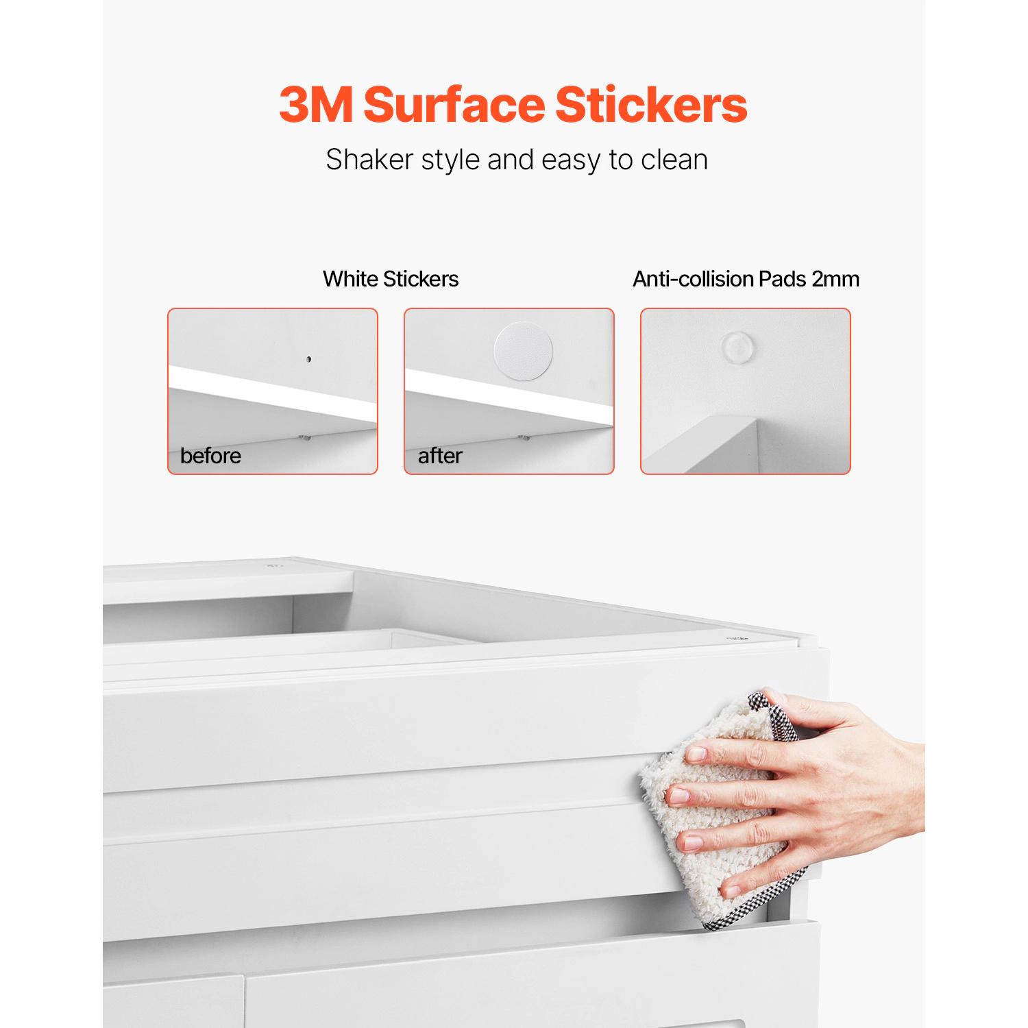 HONGGE White Shaker Base Cabinet with Soft-Close and Adjustable Shelf, Ready to Assemble