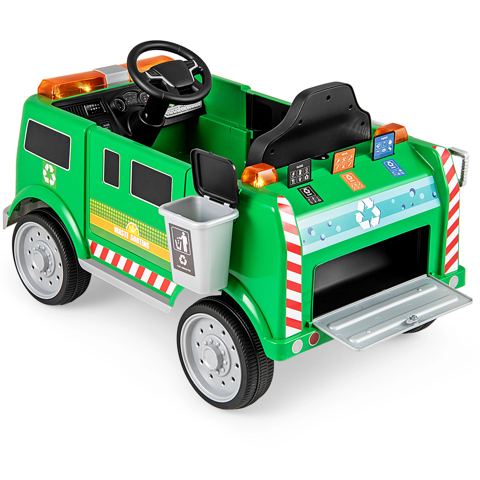 LJG Kids 12V Battery Powered Electric Vehicle with Remote Control and Trash Bin