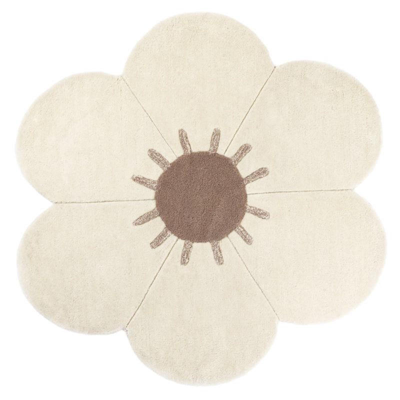 Nattiot Wool Kid'S Rug With Flower Shape Daisy