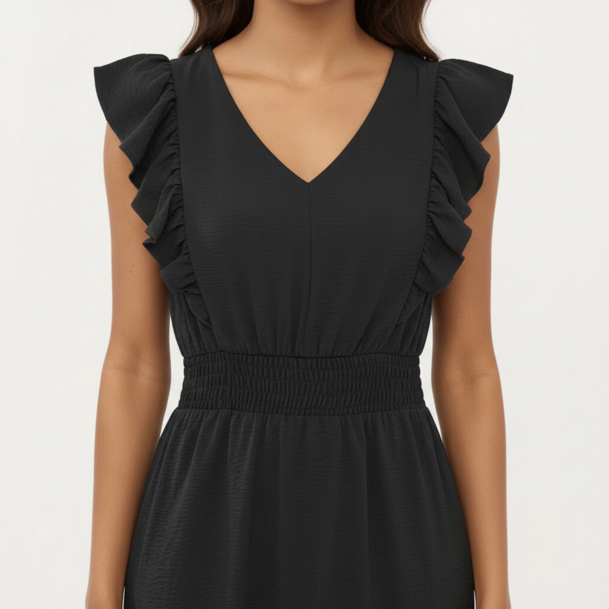 Anna-Kaci Women's Tiered Ruffle Sleeve Smocked Waist Midi Dress